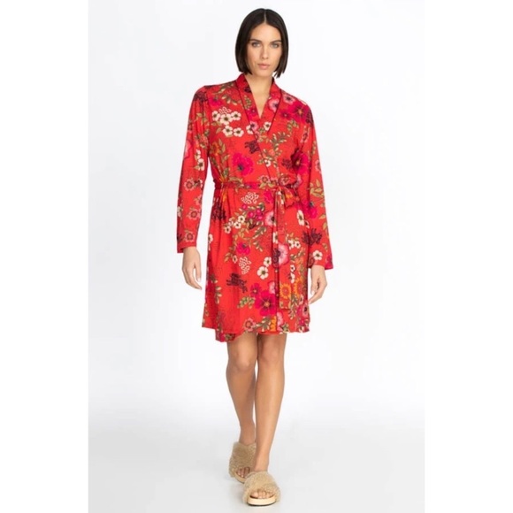 Johnny Was Lunar New Year Red Sleep Robe - Size M - Picture 1 of 4